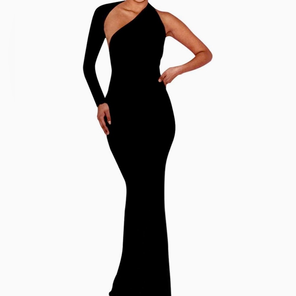 Elegant Black One-Shoulder Dress